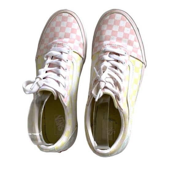 Vans Off the Wall Womens Missy Size 6 Sneaker Shoes Lace Tie Up Yellow Pink Gree - Picture 4 of 6